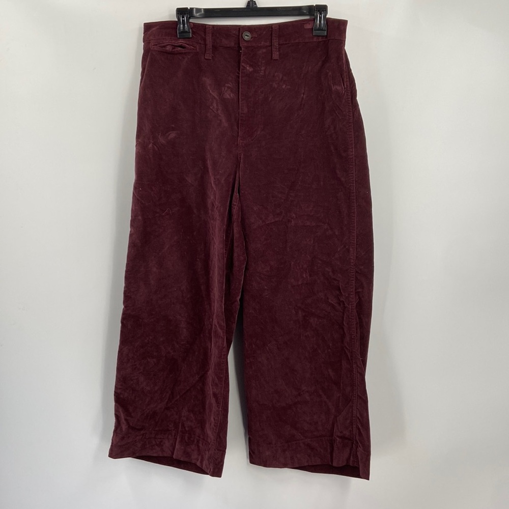 Madewell velvet burgundy Emmett cropped wide legged pants